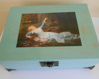 Memory Box, Jewellery Box, Decoupage Box, Shabby Chic Box, Ophelia Box, Decoupage, Shabby Chic