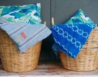 Vintage Laundry Baskets // Large Storage Basket // Natural Wicker // set of 2