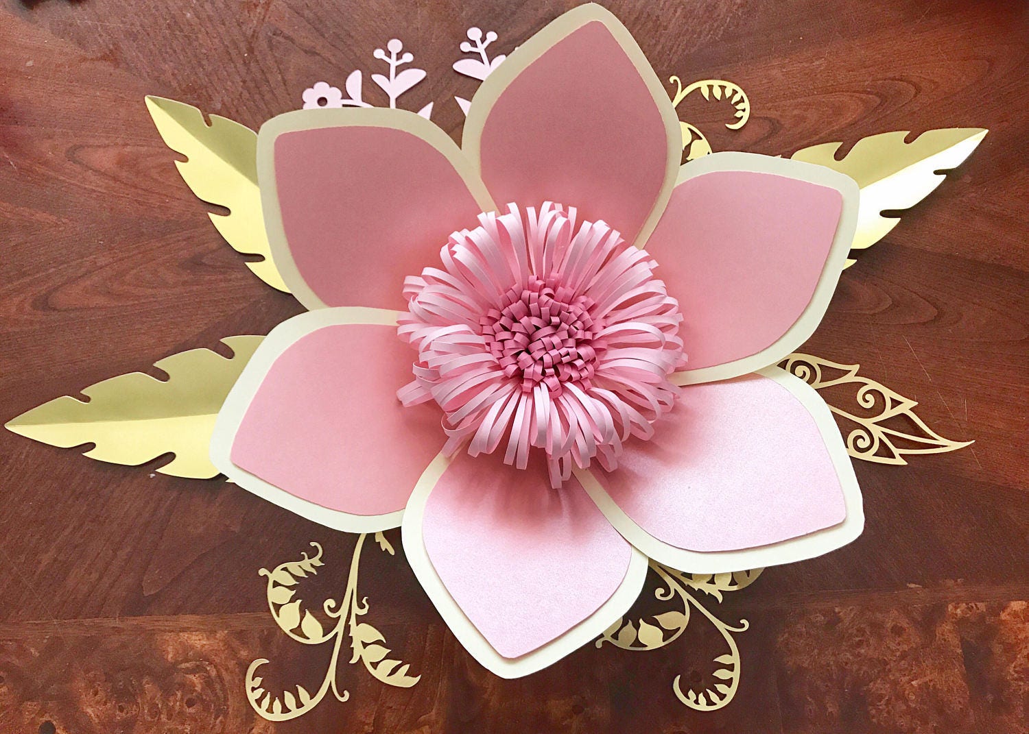 SVG Petal 15 Paper Flower Template with Base DIGITAL