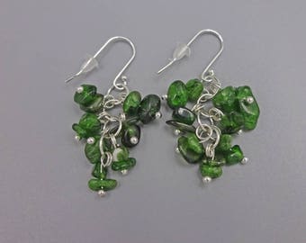 1.5" Chrome Diopside Cluster Earrings
