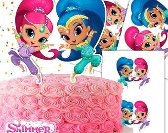Shimmer and Shine Cake Topper Double-Sided/Printable/Shimmer and Shine Centerpiece/Shimmer and Shine Party/Instant Download