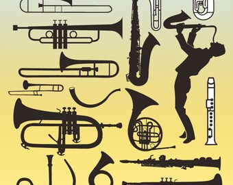 Wind Musical Instruments Digital Cut Files Svg Dfx Eps Png Silhouette SCAL Cricut Vector Download DIY Paper Craft Vinyl Die Cutting JB-546