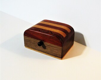 Puzzle Treasure Box With A Secret Drawer Made Of Four Woods