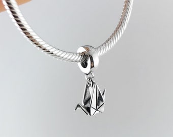 Silver Origami Paper Crane Pandora Bracelet Charm,Pandora Bracelet,Pandora Charm,Christmas Gift For Her,First Anniversary Gift for Her,Crane
