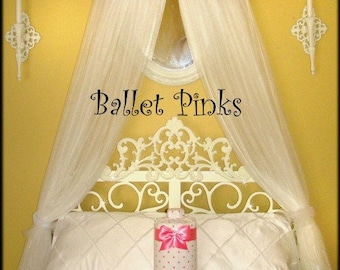 Embroidered Bed Canopy CROWN Personalized Monogram Princess Ballerina Ballet PiNk FrEe Name SaLe