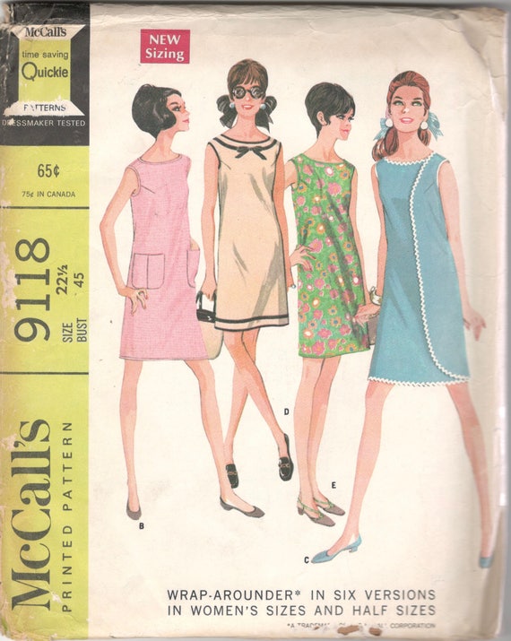 1960s McCalls 9118 3 Armhole Dress Pattern 6 Versions Womens