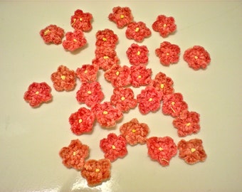 30 Chenille Flowers/Small Chenille Flowers/Applique/Scrapbooking/Chenille Flowers/Dark Pink Chenille Flowers/Small Pink Chenille Flowers
