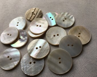 14 Buttons 27mm Mother of Pearl 44L for Knitting, Jewelry, Garments, Crafts BU 100
