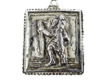 Vintage Saint Christopher Sterling Silver Pendant by M. de Jean