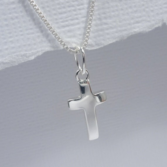 Christening Gift Sterling Silver Cross Necklace Tiny Simple