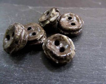 Ceramic Buttons Black & White Buttons - Handmade Clay Pottery Buttons 530