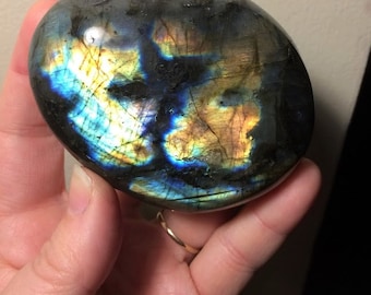 Large Labradorite "Wizard's Folly" palm stone (gemstone)
