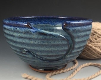 Yarn Bowl - In Stock & Ready to Ship - Knitting Bowl - Large Yarn Bowl - Pottery Yarn Bowl - Ceramic Yarn Bowl - Blue Yarn Bowl