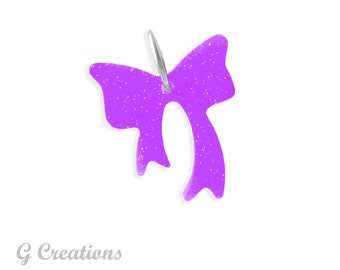 Cute Bow Dog Charm - Glowing Dog Collar Accessory in Custom Color - Handmade, Silent and Waterproof - Glitter Charm for Dogs - Dog gift