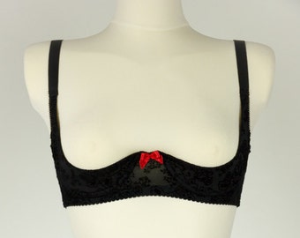 Black Floral Quarter cup LILY Bra