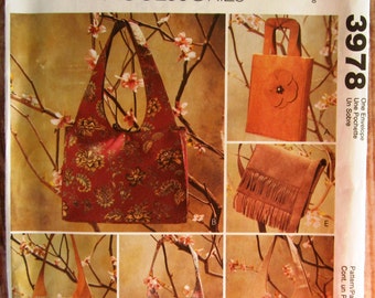 Assorted Bags and Purses McCalls Fashion Accessories Pattern 3978 UNCUT
