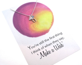 Heart Wishbone + Birthstone 925 Sterling Silver Necklace Silver Meaningful necklace Girlfriend gift idea perfect love jewelry Romantic gifts