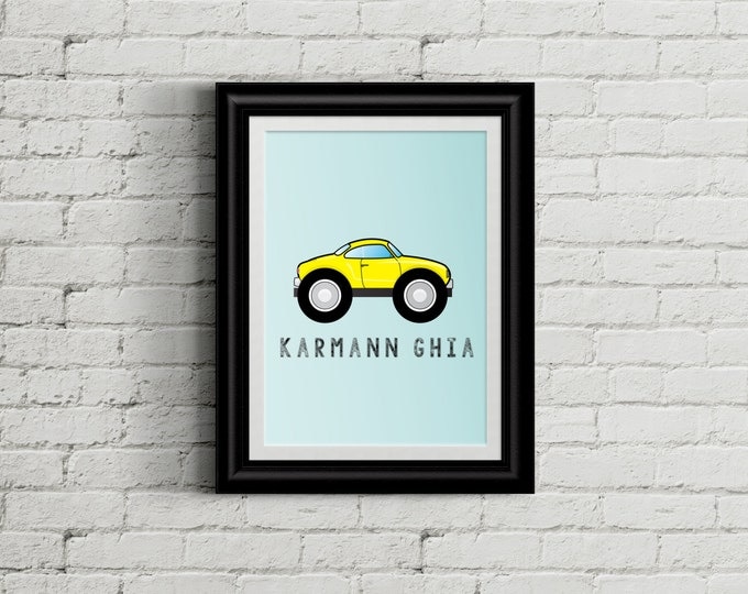 BOYS ROOM Karmann Ghia Kids Bedroom Wall Print Decor