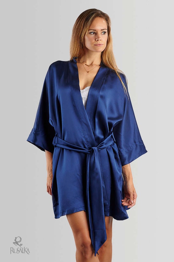 Something blue silk robe bridal silk robe something blue