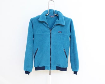 Vintage Patagonia Fleece Jacket Mens Small / Medium Unisex Womens Made In USA 80s 90s Blue Green Full Zip