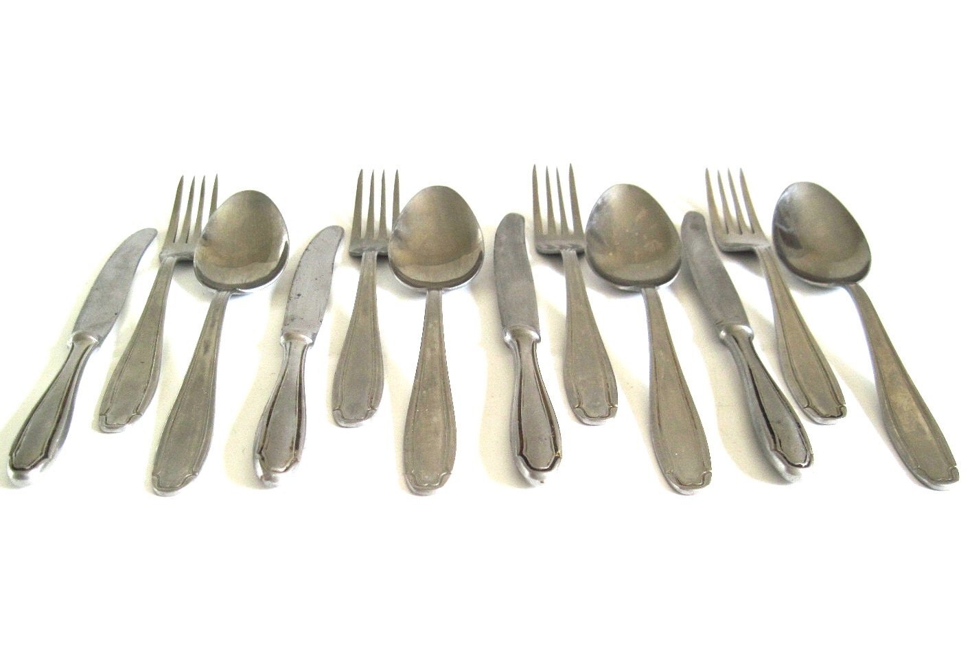 Eastern European Flatware Set Stainless Silverware Inox Rustic