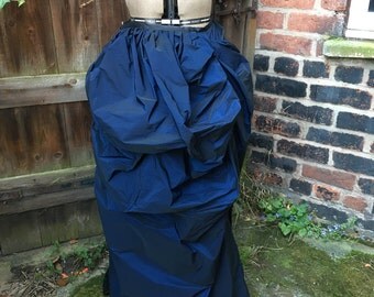 Dark blue shot taffeta bustle skirt (waist 29")
