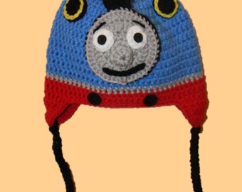 Crochet Thomas the Train Hat, Size 1 year, 2T, 3T, 4T, 5T, Child, Toddler, Train Hat, Ready To Ship