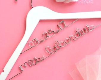 Unique Bridal Shower Gifts, Personalized Wedding Gifts, Gifts for a Bride to Be, Custom Wedding Hangers, White Bridal Hangers with Name