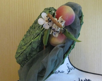 Vintage Green Peaches Hat by Leslie James
