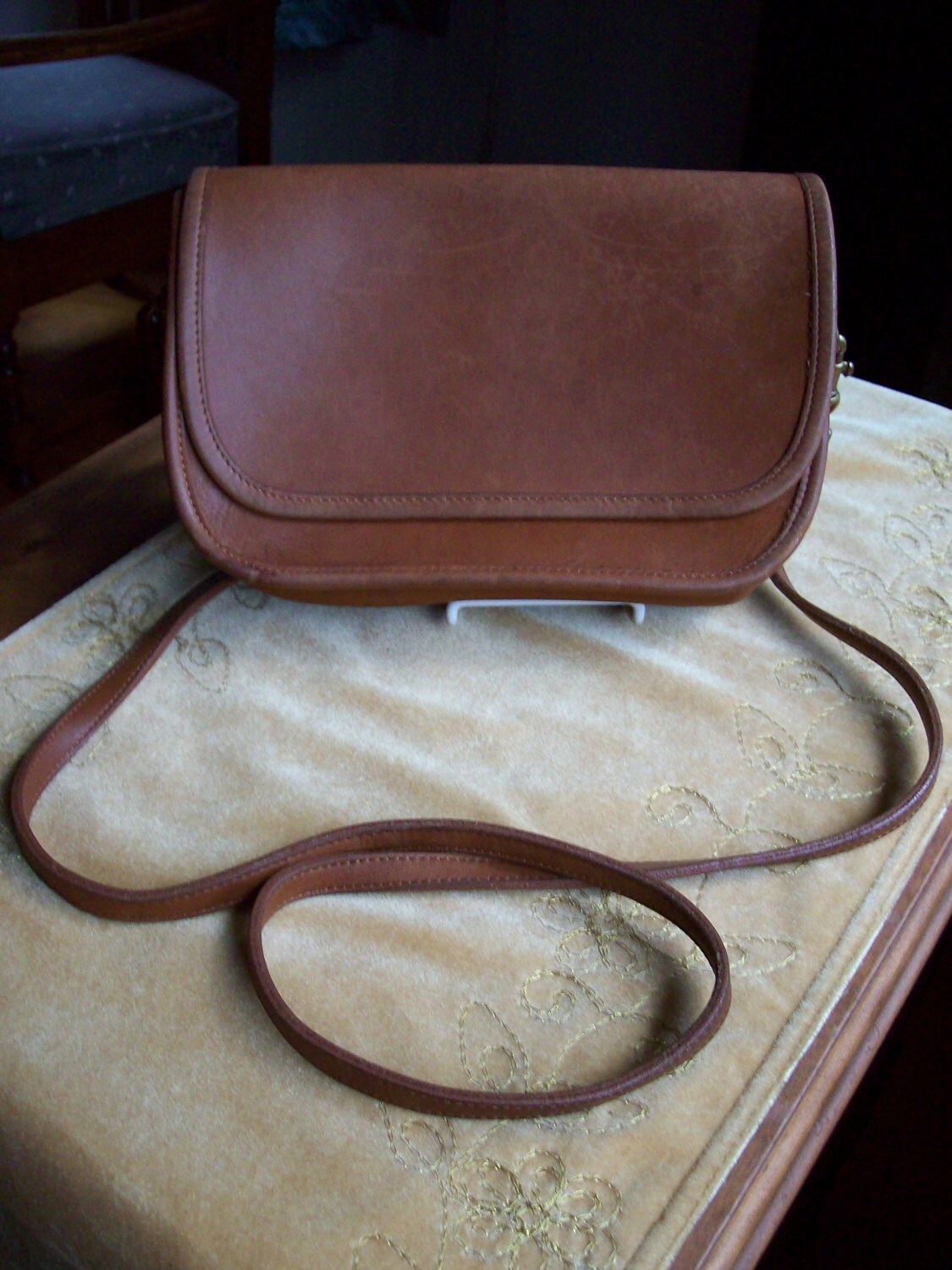 Vintage Brown Leather Coach Saddle Bag Purse Crossbody Circa