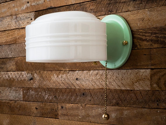 Farmhouse Vintage Rewired Jadeite Green Sconce Wall Light
