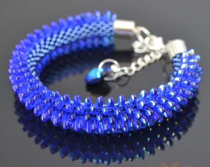 Blue Silver Bracelet crystal AB Blue bracelets anniversary gift wife bracelets cuff bracelet net bracelet bohemian bracelet gift glistening