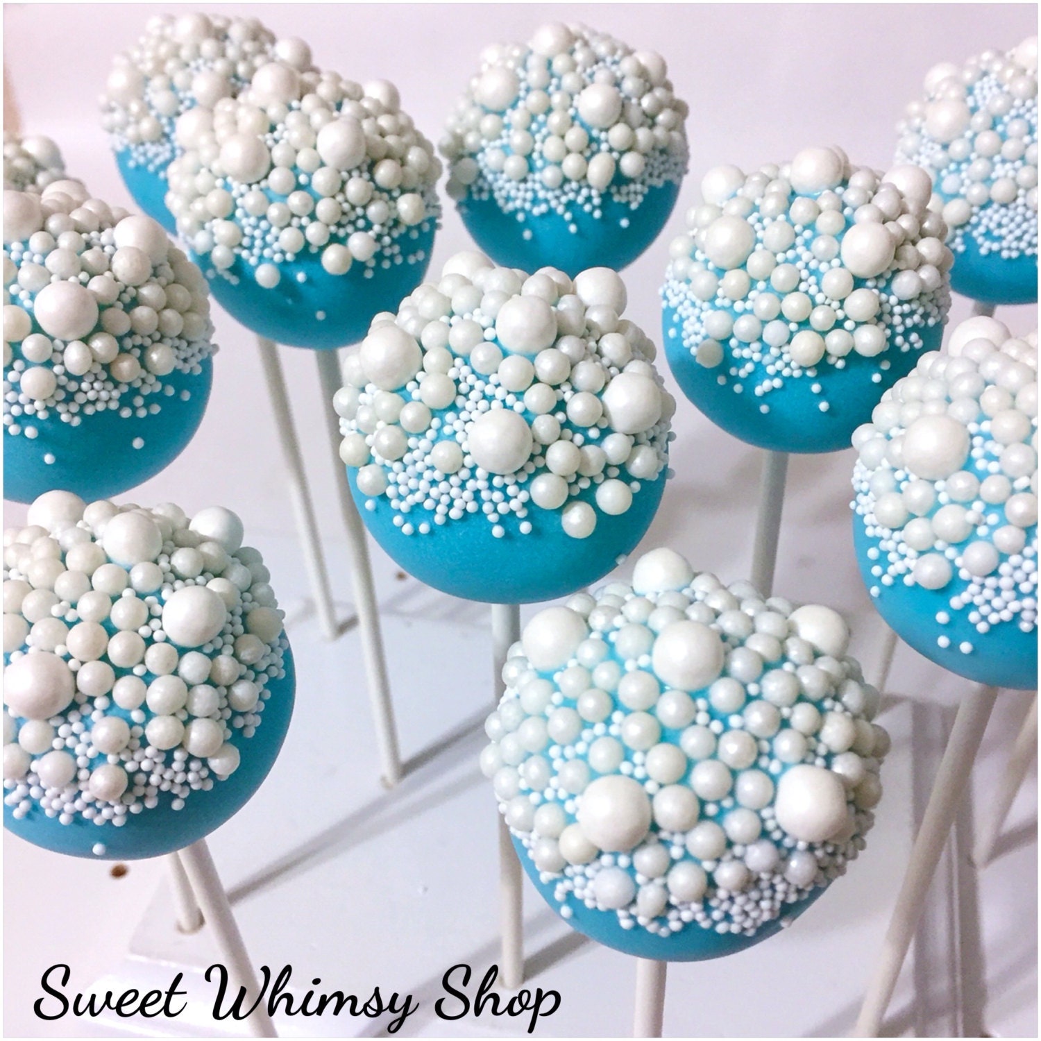 12 Light Blue Bubbles Cake Pops for spa day rubber duck