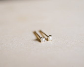 June Birthstone Mini Pearl Sterling Silver Studs