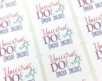 Unicorn Labels / Packaging Stickers / Fun Happy Mail Labels / Thank You Stickers / Unicorns Do Exist Stickers LuLa Labels
