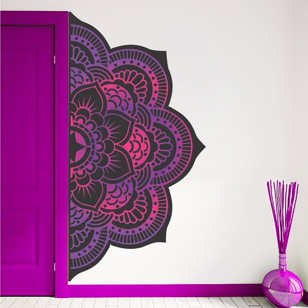 Half Mandala Wall Decal Yoga Studio Decor Multicolored