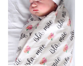Personalized Baby Girl Blanket // Personalized Baby Blanket Girl Personalized Baby Girl Gift Twin Baby Girls Gift Custom Name Gift- Flowers