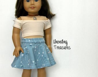 18 inch doll clothes made to fit like american girl doll clothes ivory off shoulder crop top and skater skirt AG doll clothes