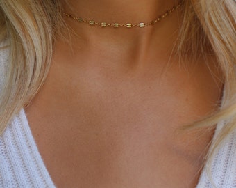 Dainty Chain Choker Necklace / Simple Gold Choker Necklace / Trendy Gold Choker Necklace / Adjustable Choker / Minimal Layering Piece