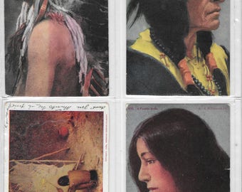 Vintage Postcard Lot of 5 Native American Individual Portraits & Lifestyle Pic