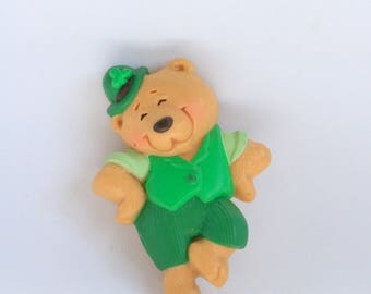 Vintage Bear Brooch - Dancing Bear Brooch - Green Bear Pin