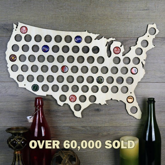 The Original Beer Cap Map of USA Display Beer Caps Craft Beer