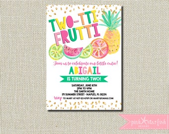 Tutti Frutti Invitation, Tutti Frutti Birthday Invitation, Two-tti Frutti Invitation, Tropical Birthday, Tropical Party, Tutti Frutti Party