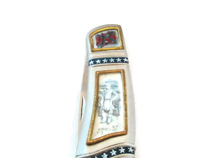 Vintage Franklin Mint Civil War Pocket Knife SC Fredericksburg Robert LEE / Collector's Choice / Perfect Gift