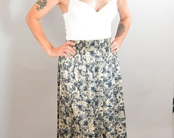 80s Secretary Skirt// Satiny Long Skirt// Pleated 80s Skirt