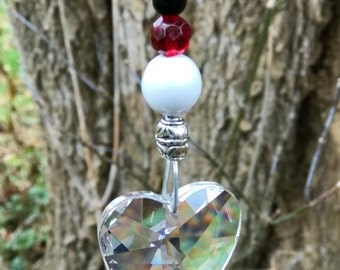 Suncatcher Garden Art Glass Dice With Crystal Heart Prism