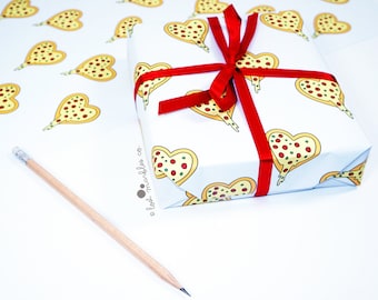 Pizza Gift Wrap ∙ Wrapping Paper ∙ Birthday Gift Wrap ∙ Present Wrapping ∙ Bff Giftwrap ∙ Funny Wrapping Paper ∙ Pizza Heart Wrapping Paper