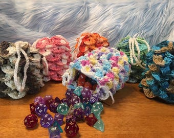 CUSTOM Crochet Dragon Scale Dice Bags