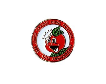 Vintage 1988 Junior Orange Bowl Festival Souvenir Enamel Lapel Pin 40th Anniversary Florida Youth Tennis Festival Hat Backpack Jobie Mascot