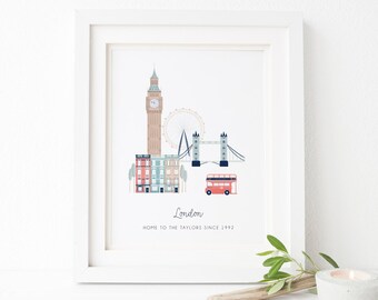 Personalised London City Print - Personalised London Print - London Print - Personalized City - City Prints - Housewarming Gift - London
